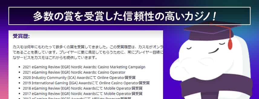 オンラインカジノ業界の賞を多数受賞